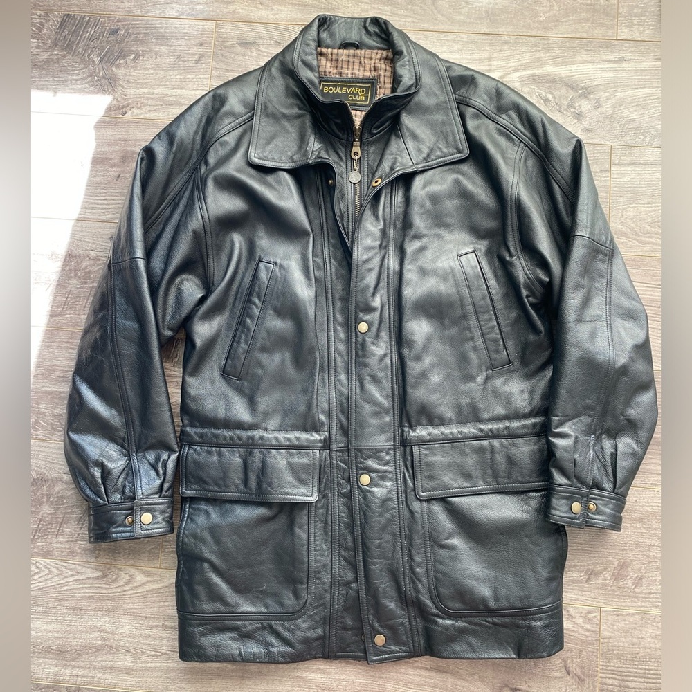 Vintage Boulevard Club 100% genuine black leather jacket 90s - early 2000s